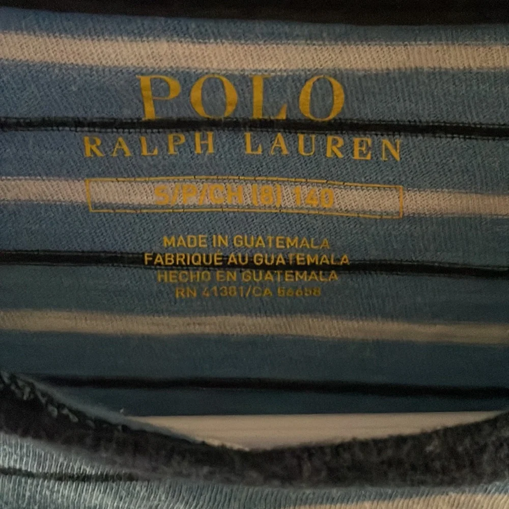 Ralph Lauren Small Blue White black stripped t shirt.